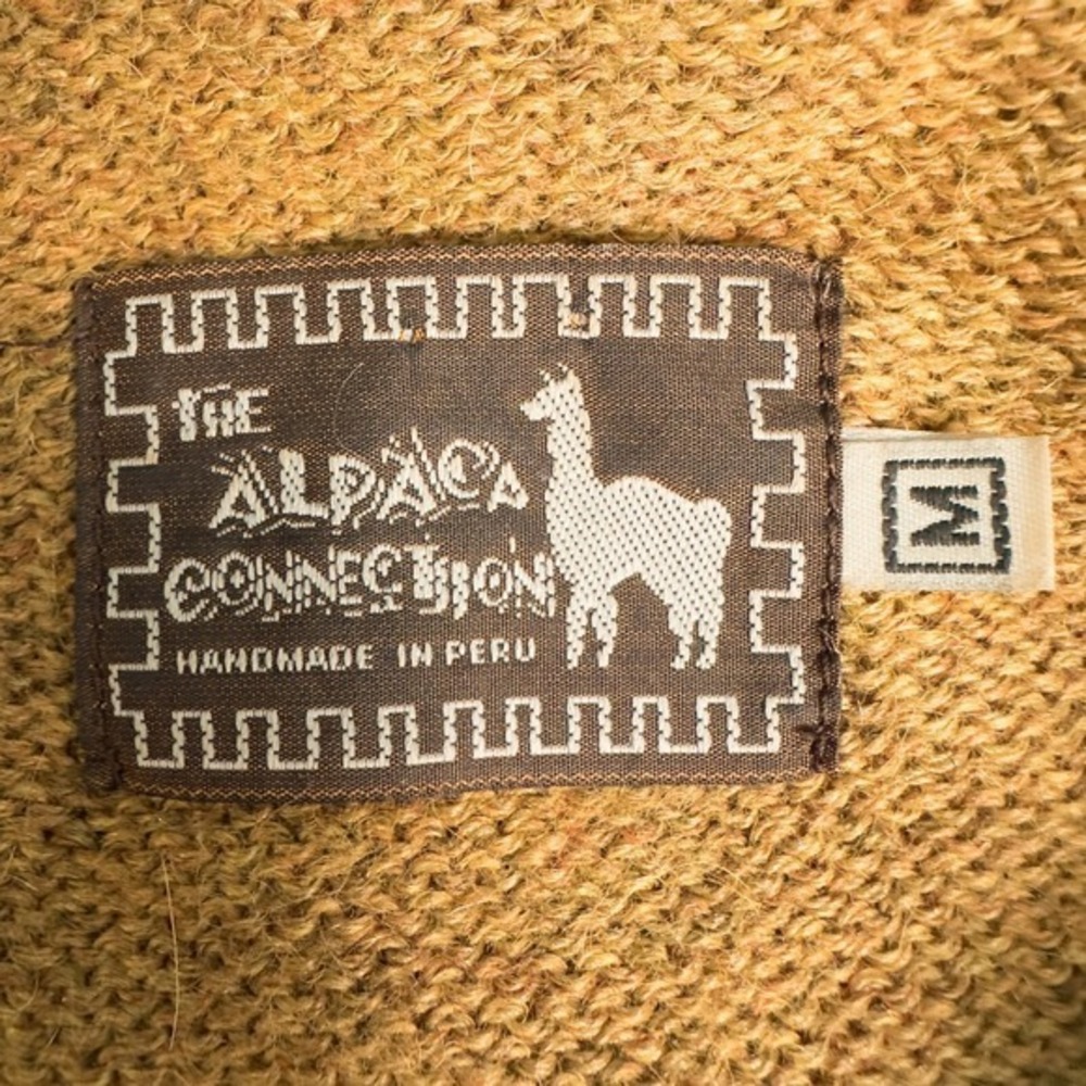 The Alpaca Connection Handmade Full Zip Hooded Sweater Medium* Tan Boho Granola - Picture 3 of 16
